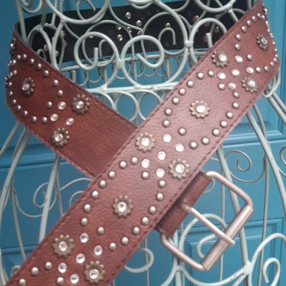 Studded Belt Wide Crystal and Metal Studs Belt NWO T - Picture 5 of 7